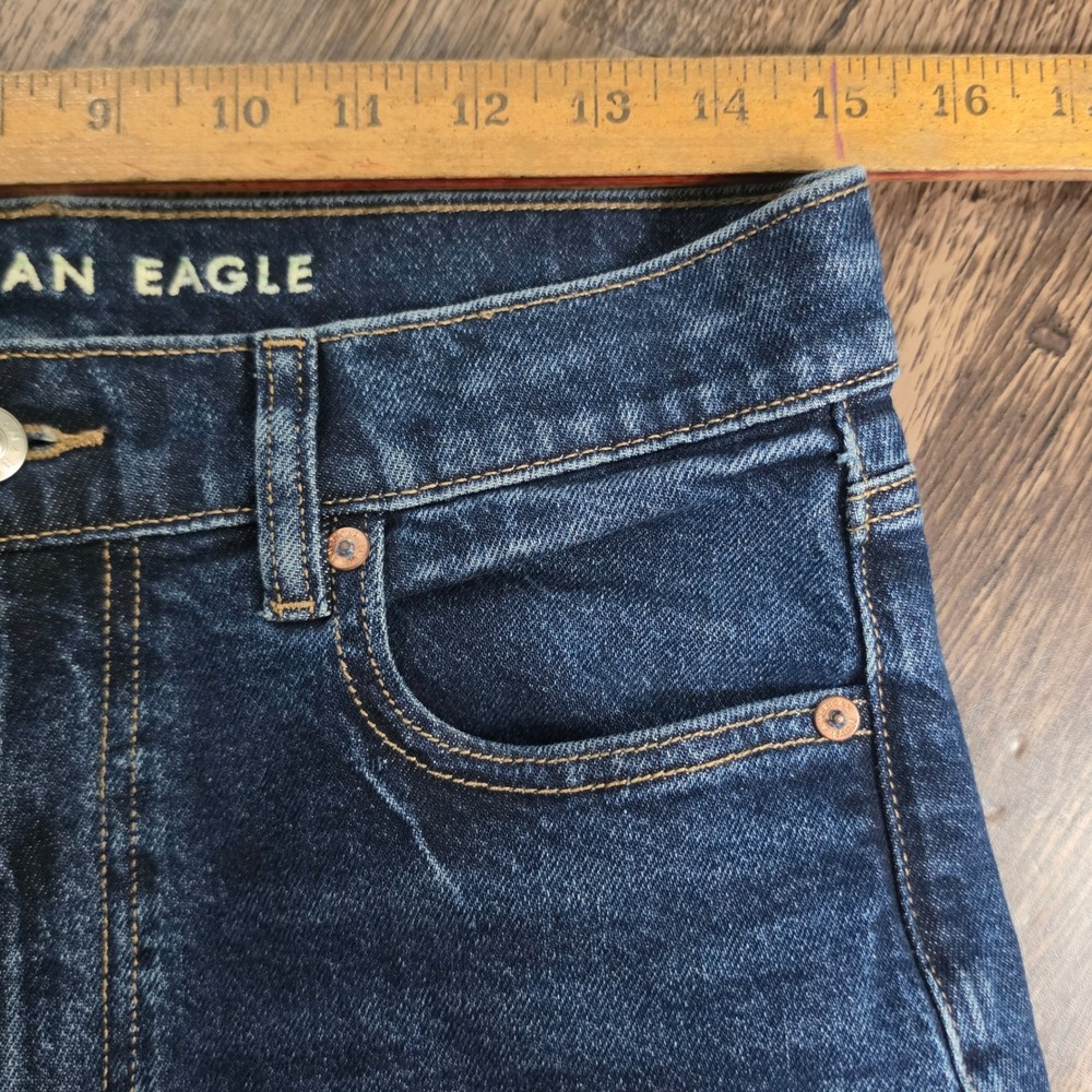 AMERICAN EAGLE Jeans Women 6 Dark Blue Super High-Rise Straight Stretch Denim - Picture 3 of 7